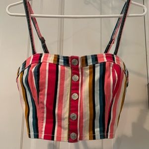 Forever 21 Multicolor Pink Button-Up Crop Top